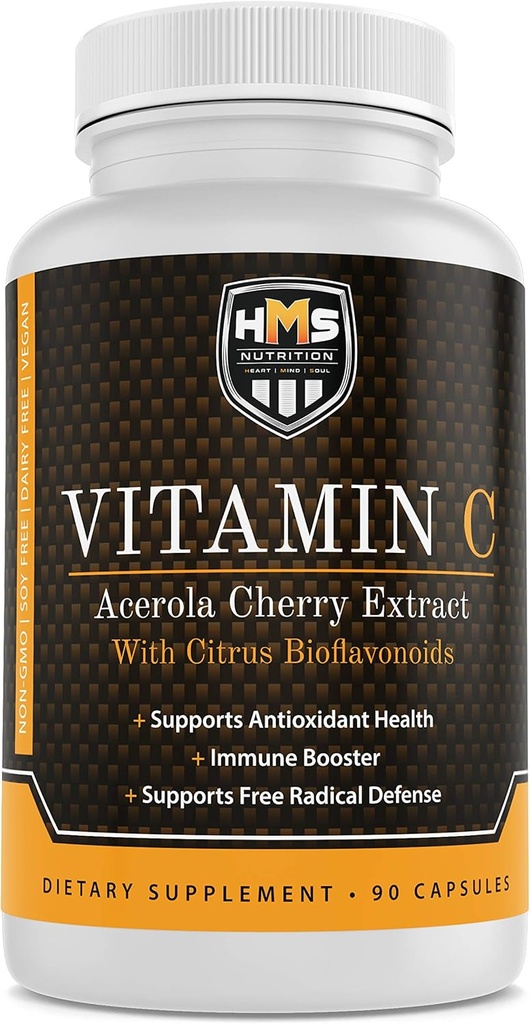 Acerola Cherry a Citrus Bioflavonoidy Vitamín C doplnok - Podporuje Antioxidant zdravie, Immune Booster - Vegan, Organic - 90 Kapsule, 90 dní