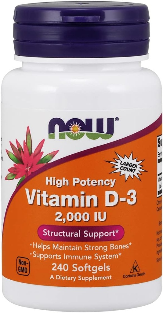 TERAZ Potraviny Vitamín D-3, Štrukturálna podpora 2000 I.U, 480 Softgels