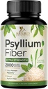 Psyllium Husk prášok Kapsule 2000 mg, Natural Daily Rozpustné a nerozpustné Fiber Pills, Psyllium Husk Fiber Supplement Podporuje Digestion Colon Health & Regularity, Plant Based Supplement - 120 Kapsule