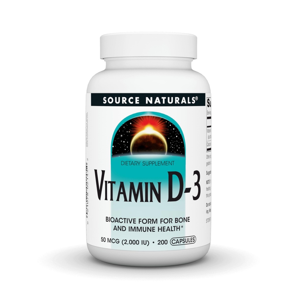 Zdroj Naturals Vitamín D-3, Bioaktívna forma pre zdravie kostí a imunity*, 2000 IU - 200 kapsúl