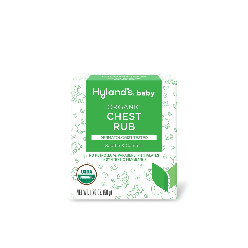 Hyland's Baby Organic Chest Rub, Soothe and Comfort, s organickým levandule, Peppermint, a harmančeka kvetinového oleja, bezpečné a nežné, Dermatológ testovaný, 1,76 Oz, dieťa