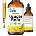 Wild & Organic Ginger Root Extract kvapky - Immune & Tráviaca podpora - Liquid Ginger Supplements - Vegan, Cukor & Alkohol-bez tinktúry - 4 fl oz
