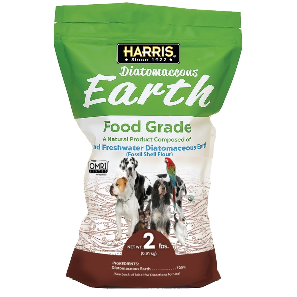 Harris Food Grade Diatomiacy Earth for Pets, pre mačky, psy, kone a zvieratá, Certified for Organic Use, 2 LB Bag