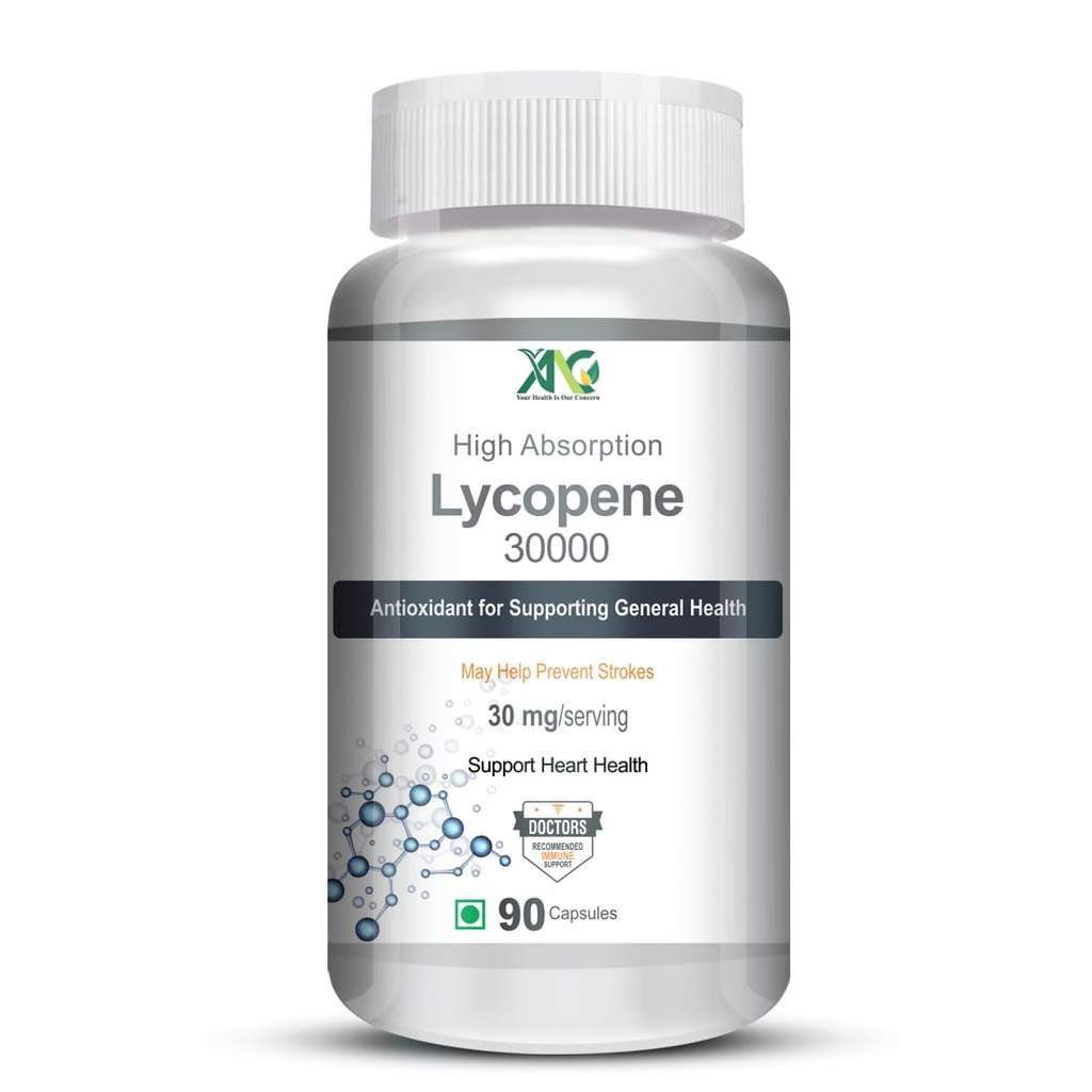 ANC Lycopene 30000 mcg (30 mg) High Absorption Capsules | Antioxidant Supplement for Heart Health, Skin & Immunity Support | 90 Veg Capsules