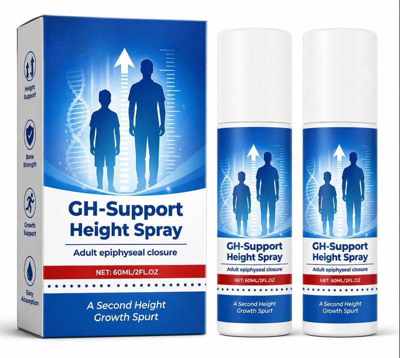 GH-Support Height Growth Spray for Adults – Advanced Formula for Height Support, Bone Strength & Growth Boost | Helps Support Post-Growth Wellness, Easy-to-Use Oral Spray (60ml) (Pack of 2)