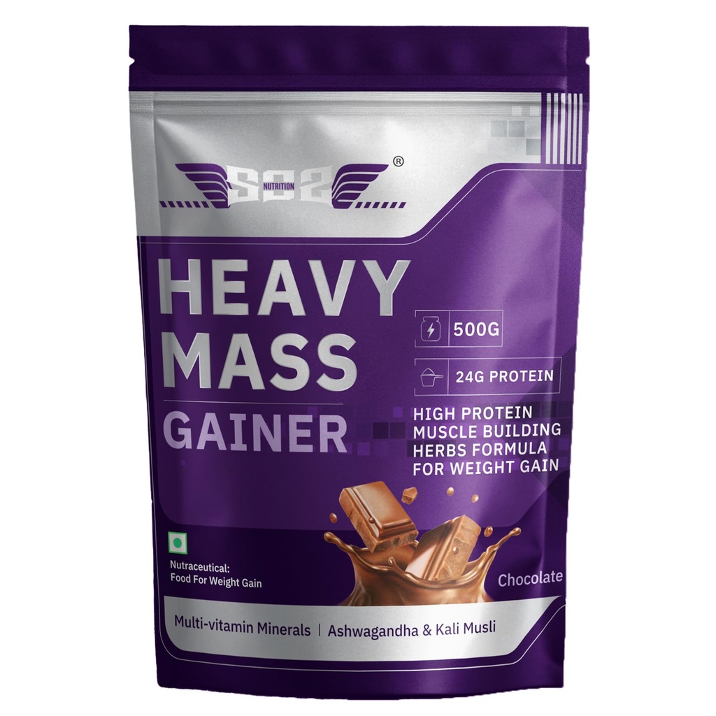 SOS Nutrition Mass Gainer Protein & Herbs, 24g Whey Protein Chocolate 500g