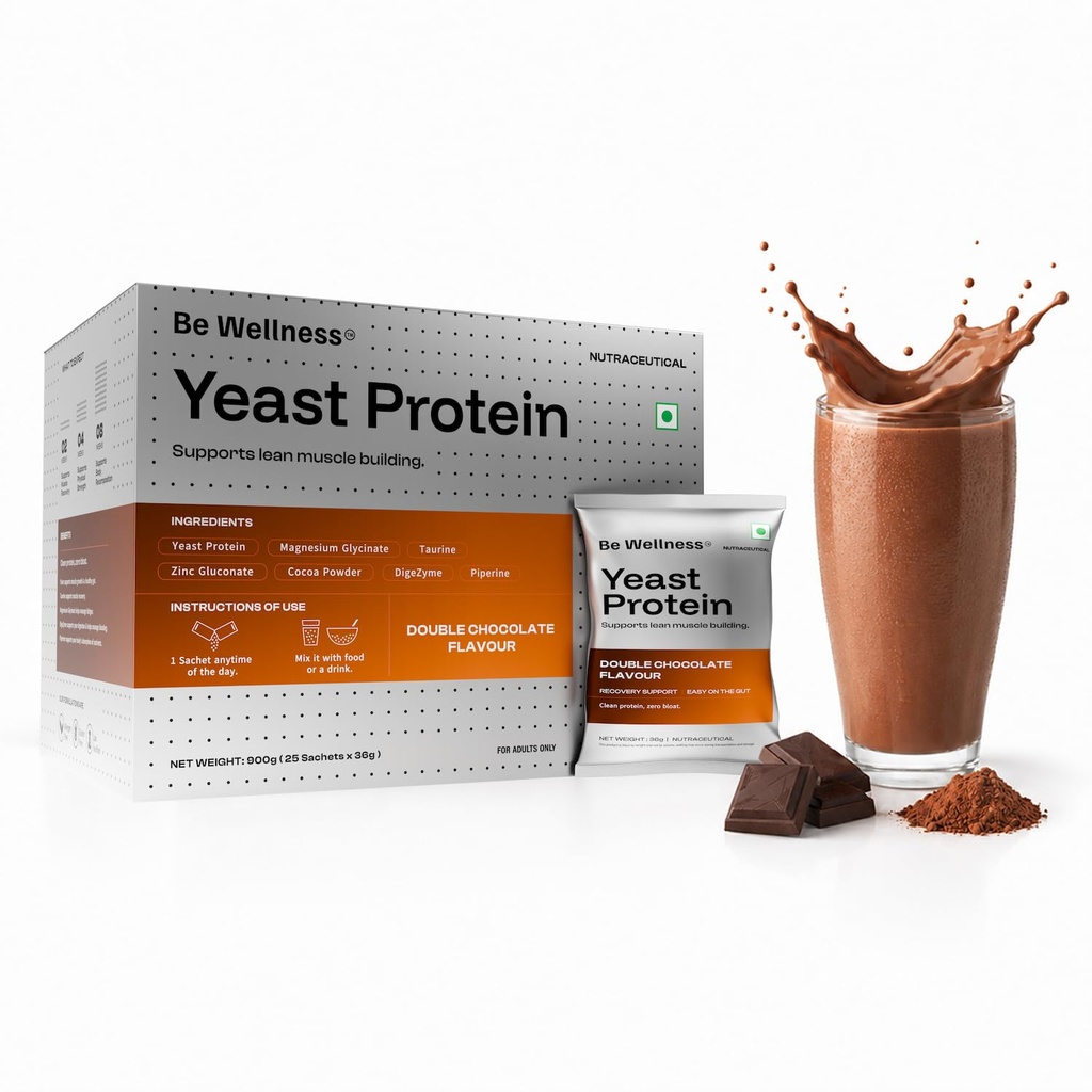 Be Wellness Yeast Protein Powder, Double Chocolate, 25g Protein, 25 Serves