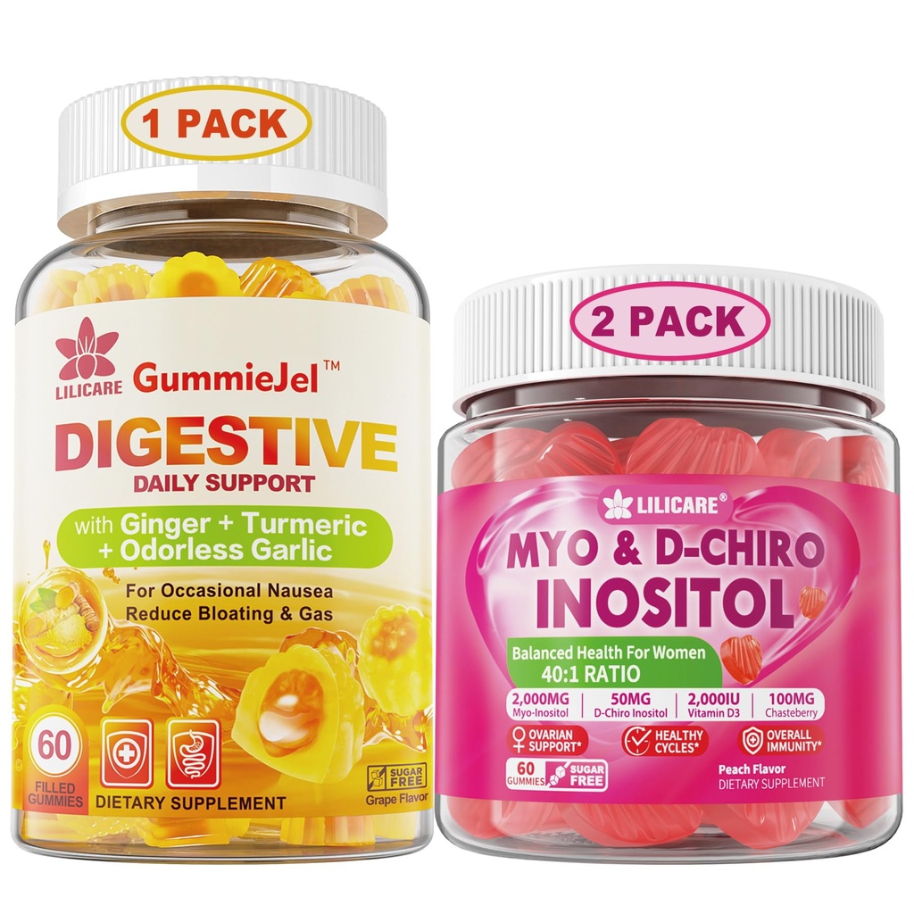 Závit: Ginger Chews Supplement Gummies & Inozitol Gummies Ideal 40:1 Ratio Myo & D-Chiro Inositol