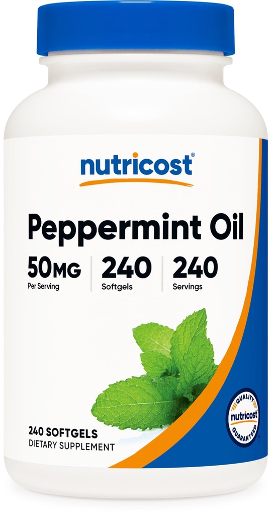 Nutricost Peppermint Oil Softgels (240 SFG) (50 MG) - bezlepok, tretia strana testované a bez GMO
