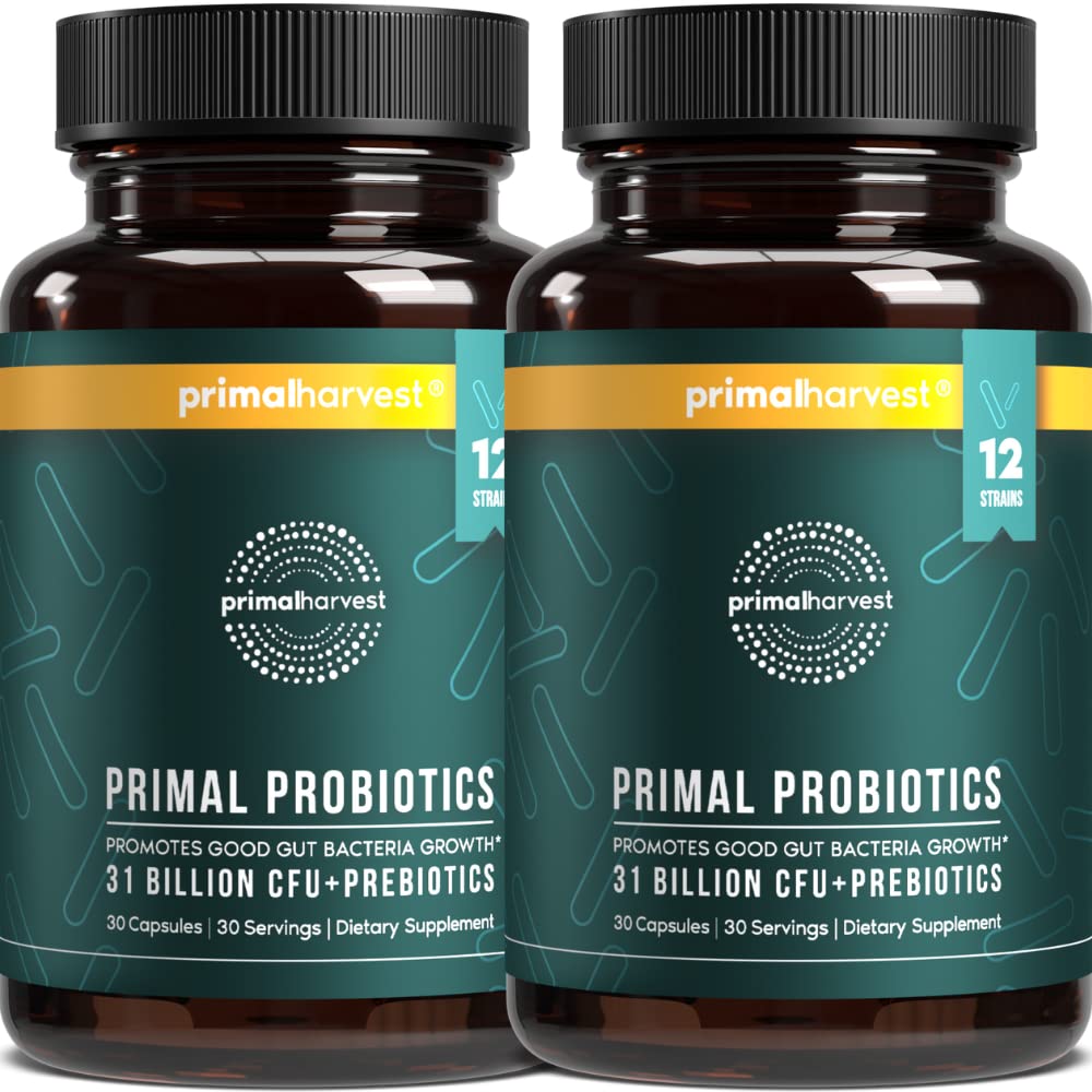 Primal Harvest Probiotiká pre ženy a mužov Policajné balenia s Prebiotikami Denné doplnky pre dospelých 60 kapsúl (2 balenia)