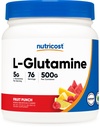 Nutricost L-Glutamine Powder 500 Grams (Fruit Punch) - (76 Servíruje na fľašu)