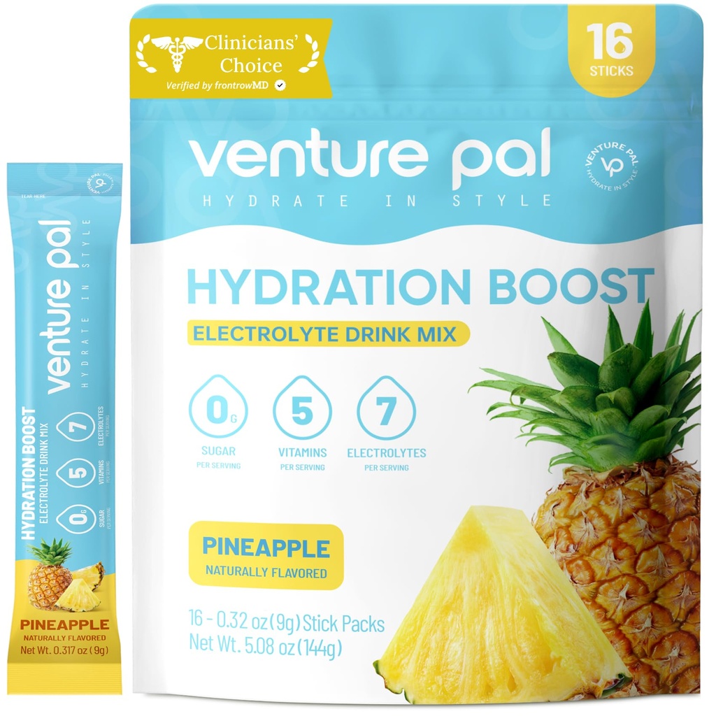 Venture Pal Sugar Free Electrolyte Powder Pakets - Liquid Daily IV Drink Mix for Rapid Hydration & Party Recovery 