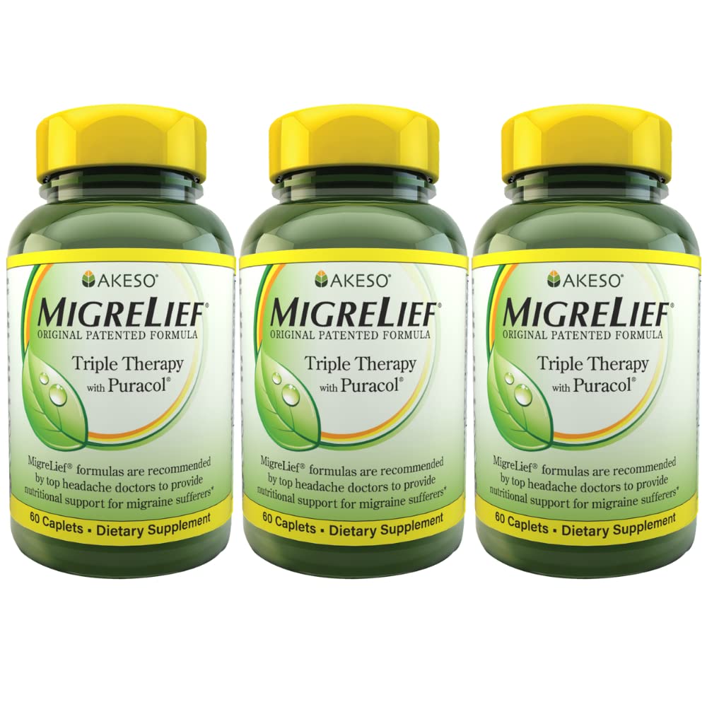 MigreLief Originálna Formula Trojitá terapia s Puracol, 60 Počet (Pack of 3)