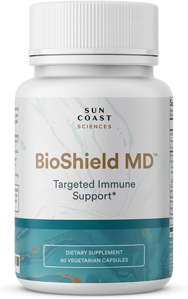 SUN COAST SCIENCES BioShield MD od Premium Imunity Support with Vitamin C, Vitamín D, Zinok, for Focus, Clarity, Joints Healthy and Muscle Recovery (60 kapsuly)