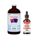 LIKVIDNÁ HEALTHA Neurologic Nootropic Focus Supplement & Organic Methyl B12 5000mcg Vitamín Drops with Tart Cherry Juice for Immune Support, Improved Memory & Concentration, Natural Energy, Celkové zdravie
