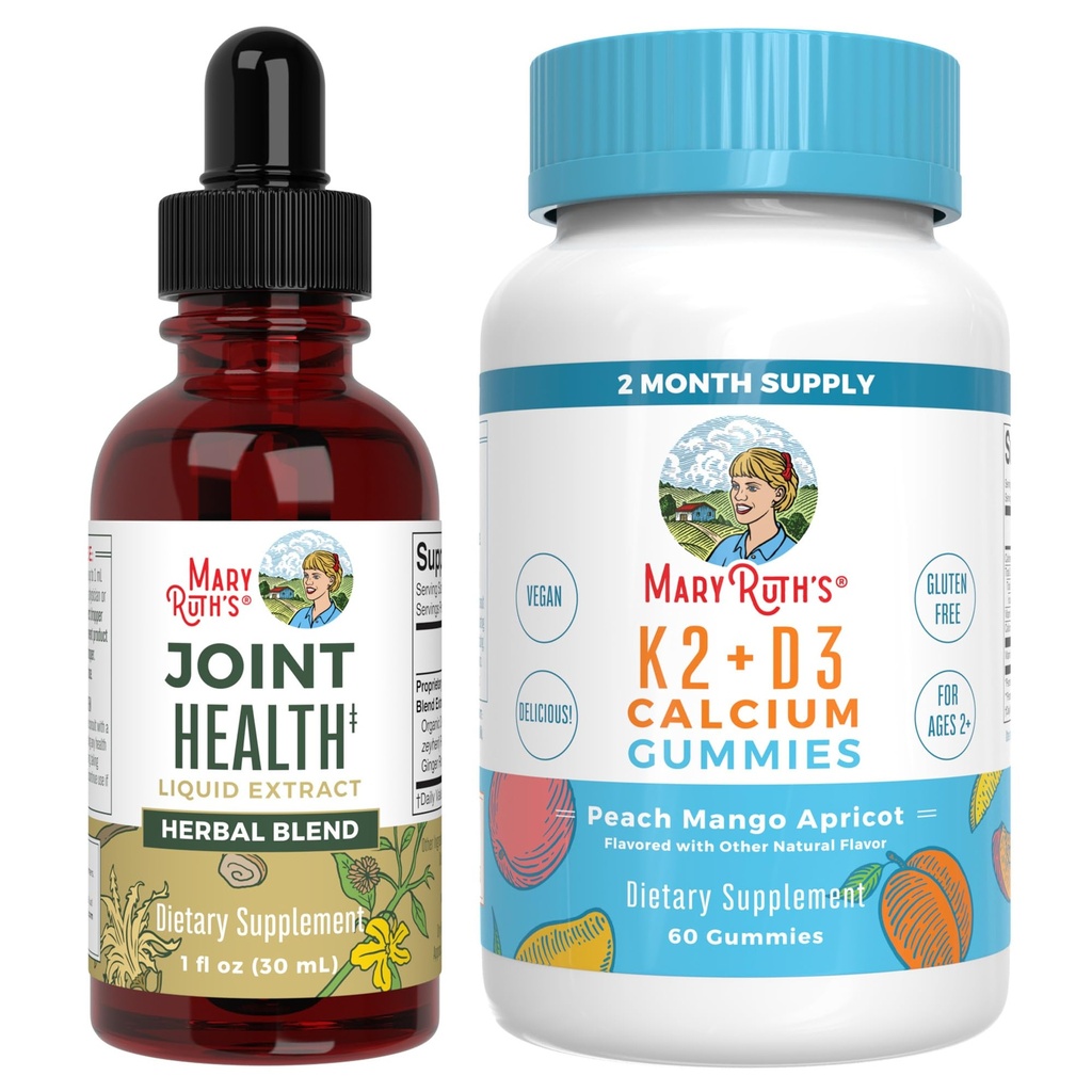 MaryRuth Organics Spoločné zdravie Tekuté kvapky & Vitamín K2+D3 Gummy (Peach Mango a Marhicot) 