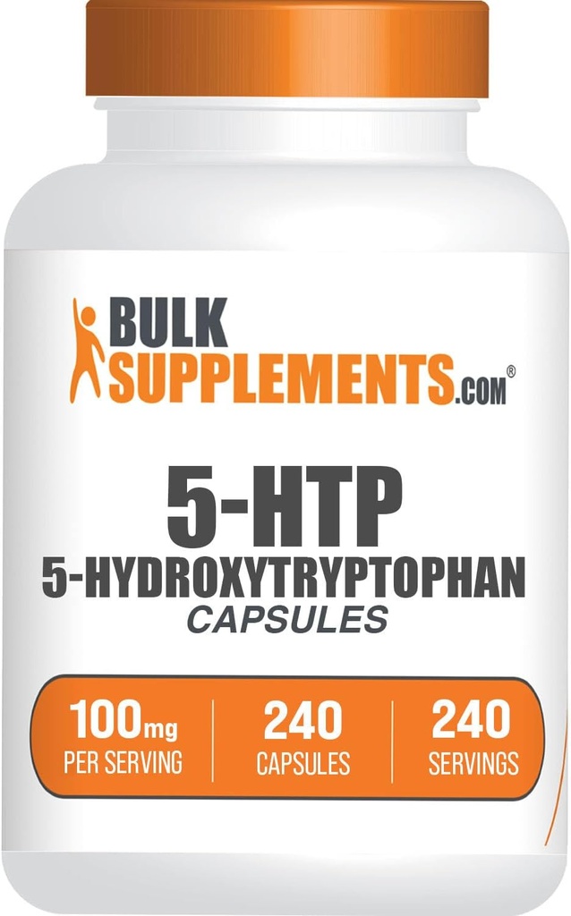 BulkSupplementments.com 5-HTP Kapsule - 5-Hydroxytryptofán, Amino Acid Supplement - Gluten Free, 1 Kapsule per Serving, 240 Počet (Pack of 1)