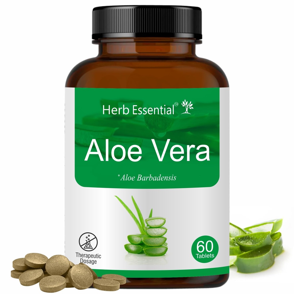 Herb Essential Aloe Vera Tablets 500mg, Herbal Supplement, 60 Count