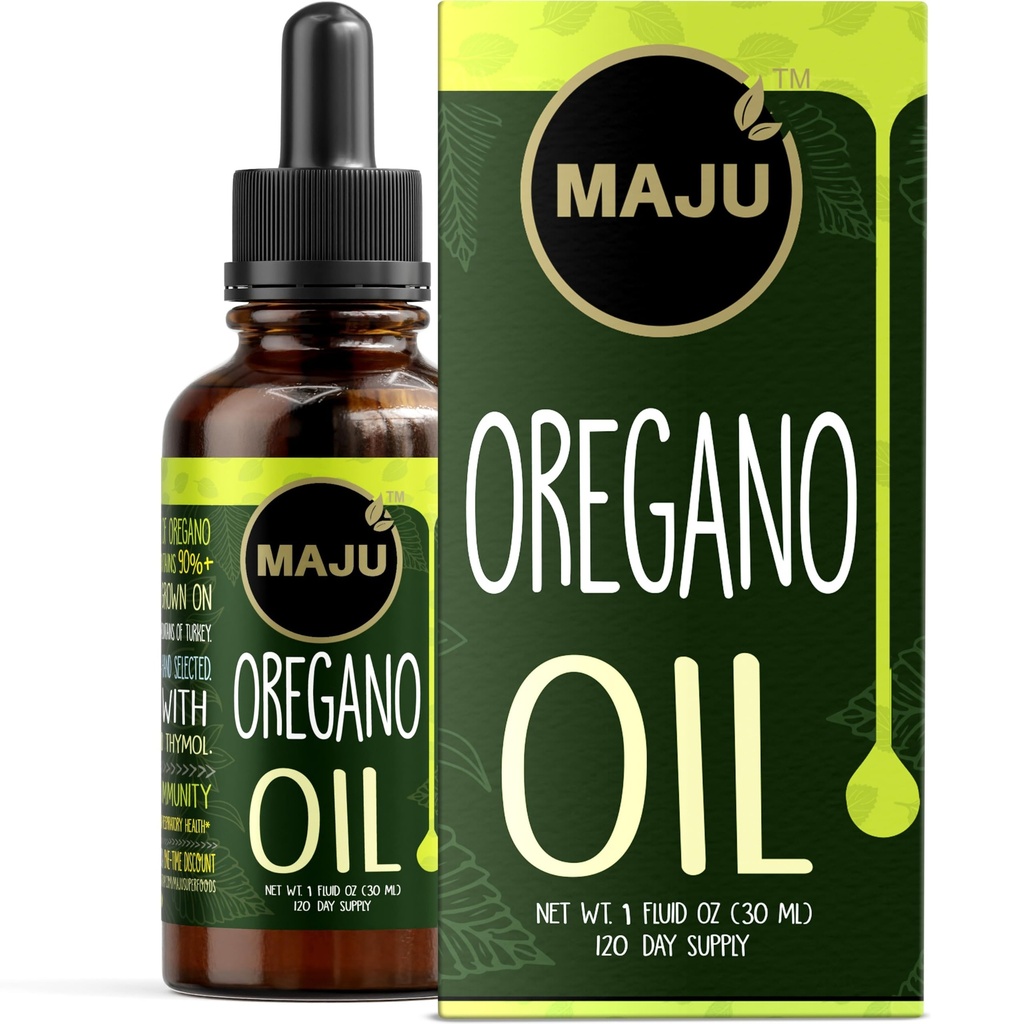 Maju Superfoods Oregano Oil Drops, Potent 90%+ Carvatrol (1 fl Oz) Wild Mediterranean Essential Oil of Oregano Liquid, Aceite de Oregano, Immune and Seasonal Support