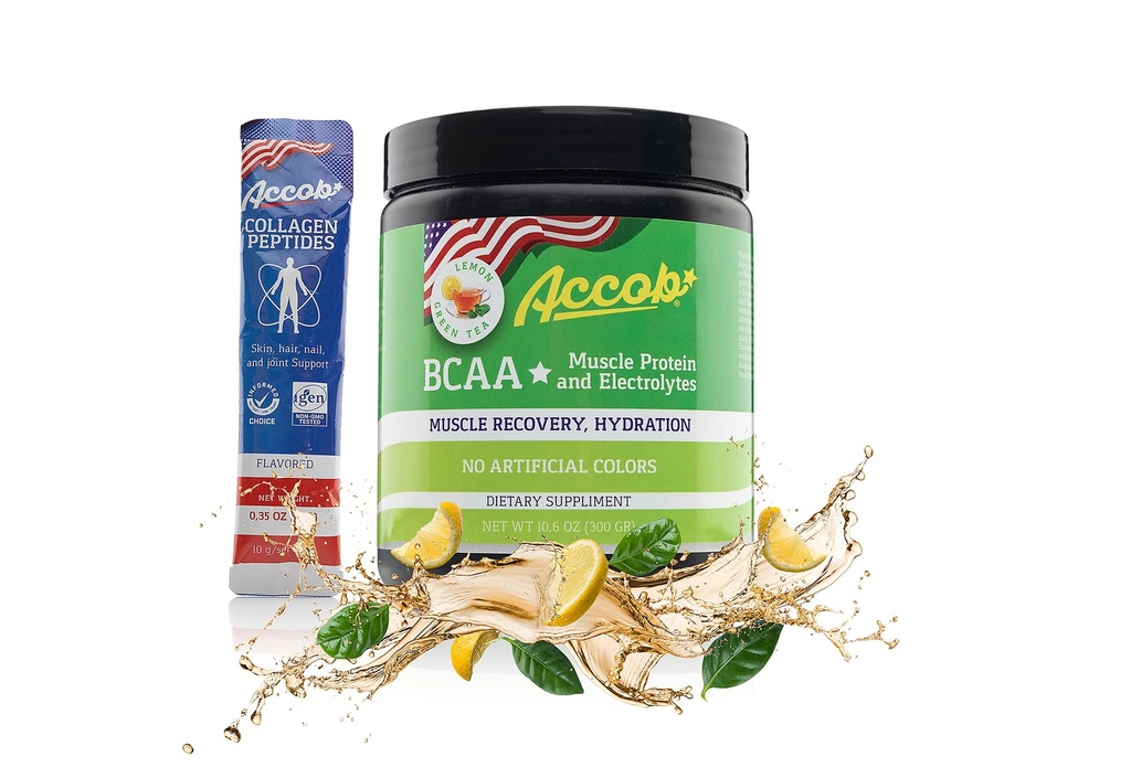 BCAA Powder Lemon Green Tea-Pre alebo po tréningu,Huscle Recovery Nápoj s aminokyselinami + Electrolytes,7,2g BCCAs pre mužov a ženy-30 Servírovanie +10g kolagénových eptidov