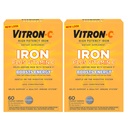 Vitron- C Železo Supplement, Once Daily, High Potency Železo Plus Vitamín C, Podpora výroby červených krviniek, Farbené bez tabliet, 60 Počet, 2 Balenie