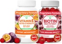 Lunakai vitamín E a biotín Gummy Bundle - 3000 mcg Gummy pre dospelých Energetická podpora a zdravie kostí - Vitamíny pre vlasy, pokožku a mladistvý vzhľad