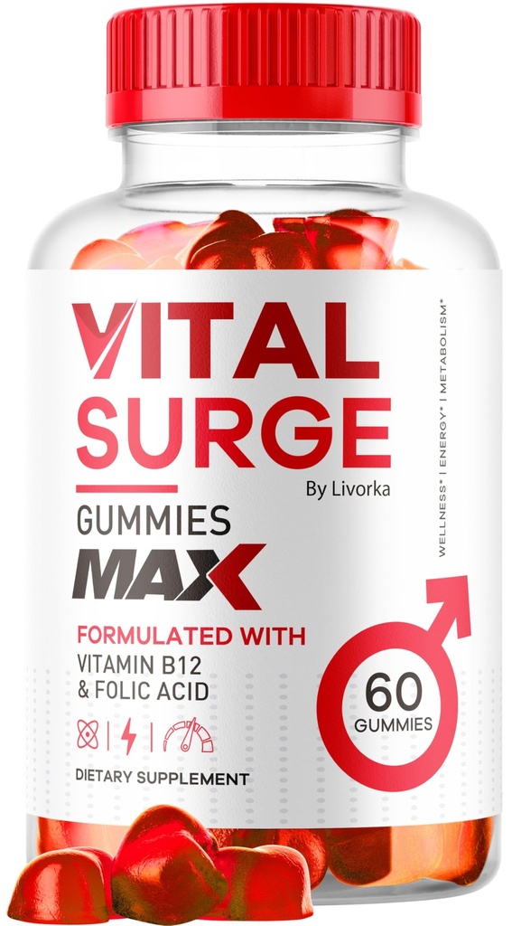 Vitálny chirurg - Vitálny chirurg pre mužov Gummy, Vital Vital Vital Vital Vital Vital Vital Chirurg Max Maximálna maximálna sila 1050 MG, VitalSurge Supplement Podpora Gummy Advanced Formula, Premium Vitamín Gomitas (60 Gummies)