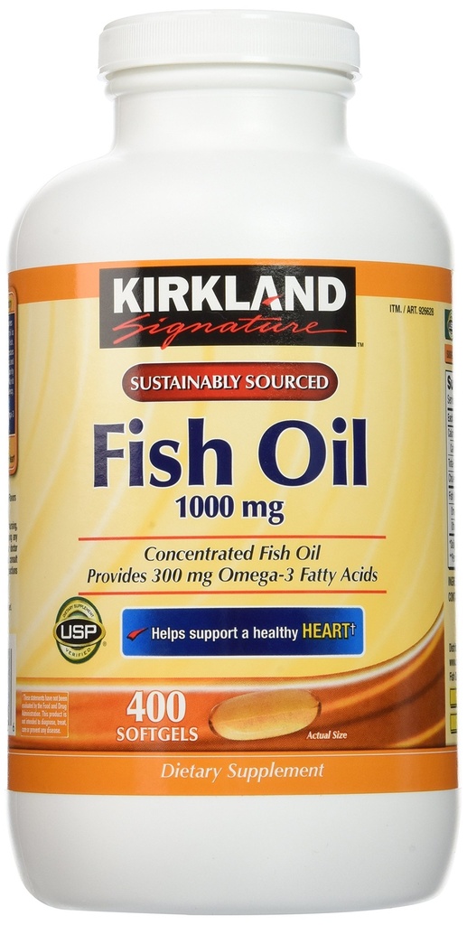 Kirkland Signature Natural Fish Oil Concentration with Omega-3 Mastné kyseliny - 400 Softgels (Pack of 2)