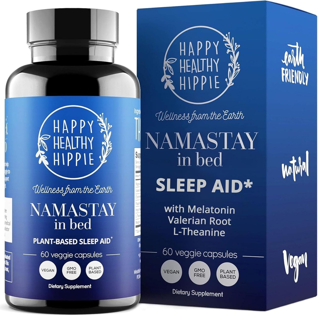 Natural Sleep Aid for Adults w/Low Dose Melatonin 0.5mg – Valerian Root + Magnesium Glycinate + L-Theanine Supplement, Chamomile | No Morning Grogginess| Non-Habit Forming | Plant-Based Pills, 60 Ct