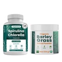 Teaveli Spirulina a Chlórella Kapsule a Orgaic Jačmeň Tráva Juice Powder Bundle