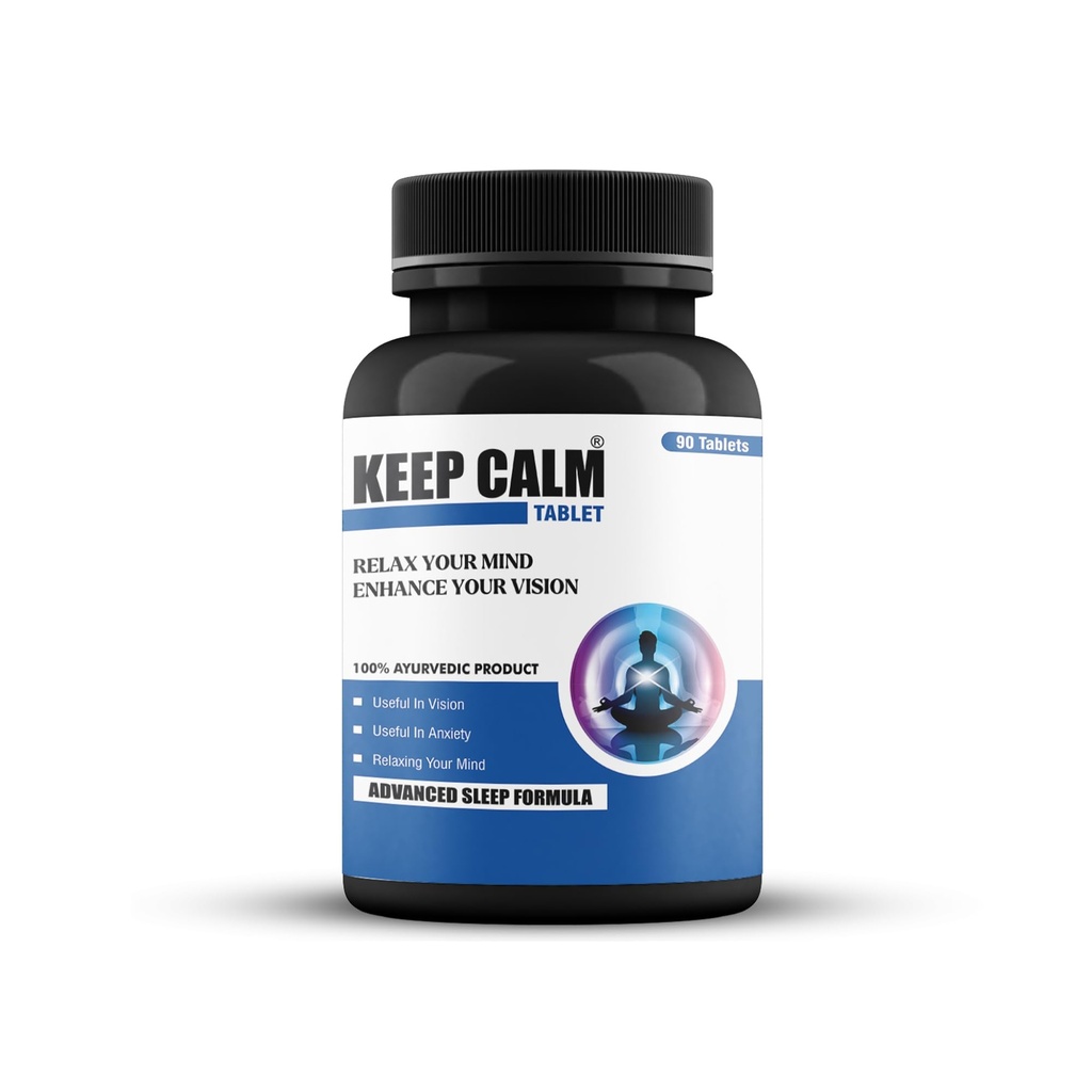 Keep Calm Tablet - Ayurvedic Sleep Tablets with Brahmi, Shankhpushpi, Ashwagandha and Jatamansi - FDCA Approved - 90 Tablets