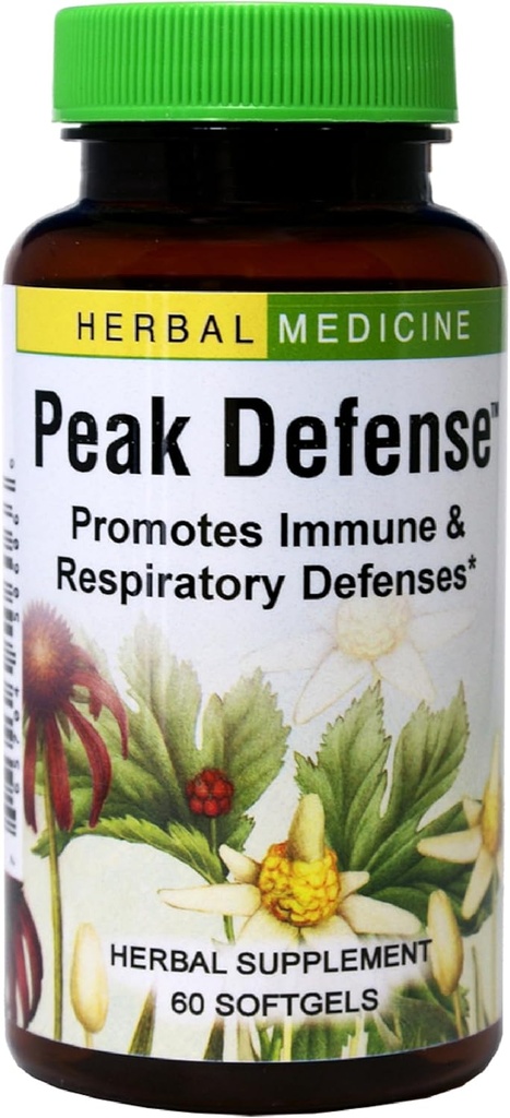 Byliny Etc. Peak Defense - Podpora zdravého respiračného systému - Bylinné doplnok na podporu imunitného zdravia - Vitality podpora doplnok pre dospelých - Gluten-free - 60 Softgels (60 Servings)