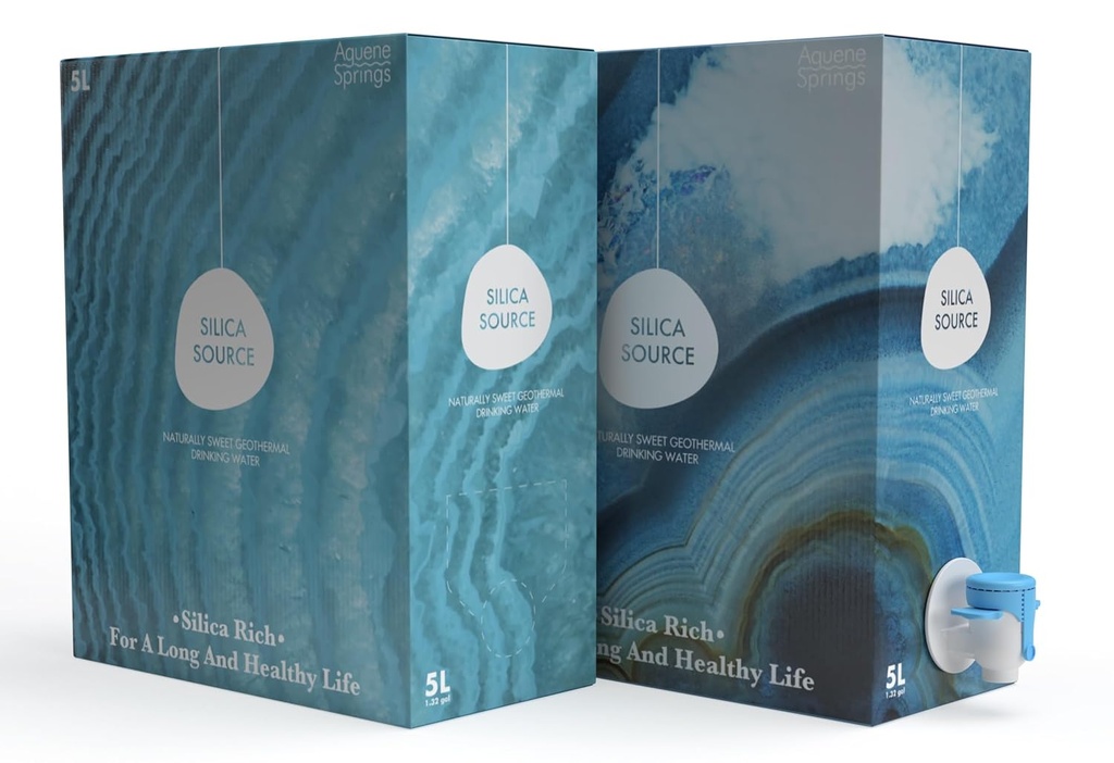 Akné Springs Silica Zdroj voda, čistá, Silica-Rich Geotermálna voda pre dennú hydratáciu, prirodzene filtrované, Deuterium Depleted, pH 8., Podporuje kardiovaskulárne zdravie, úľava od bolesti, a anti-Aging