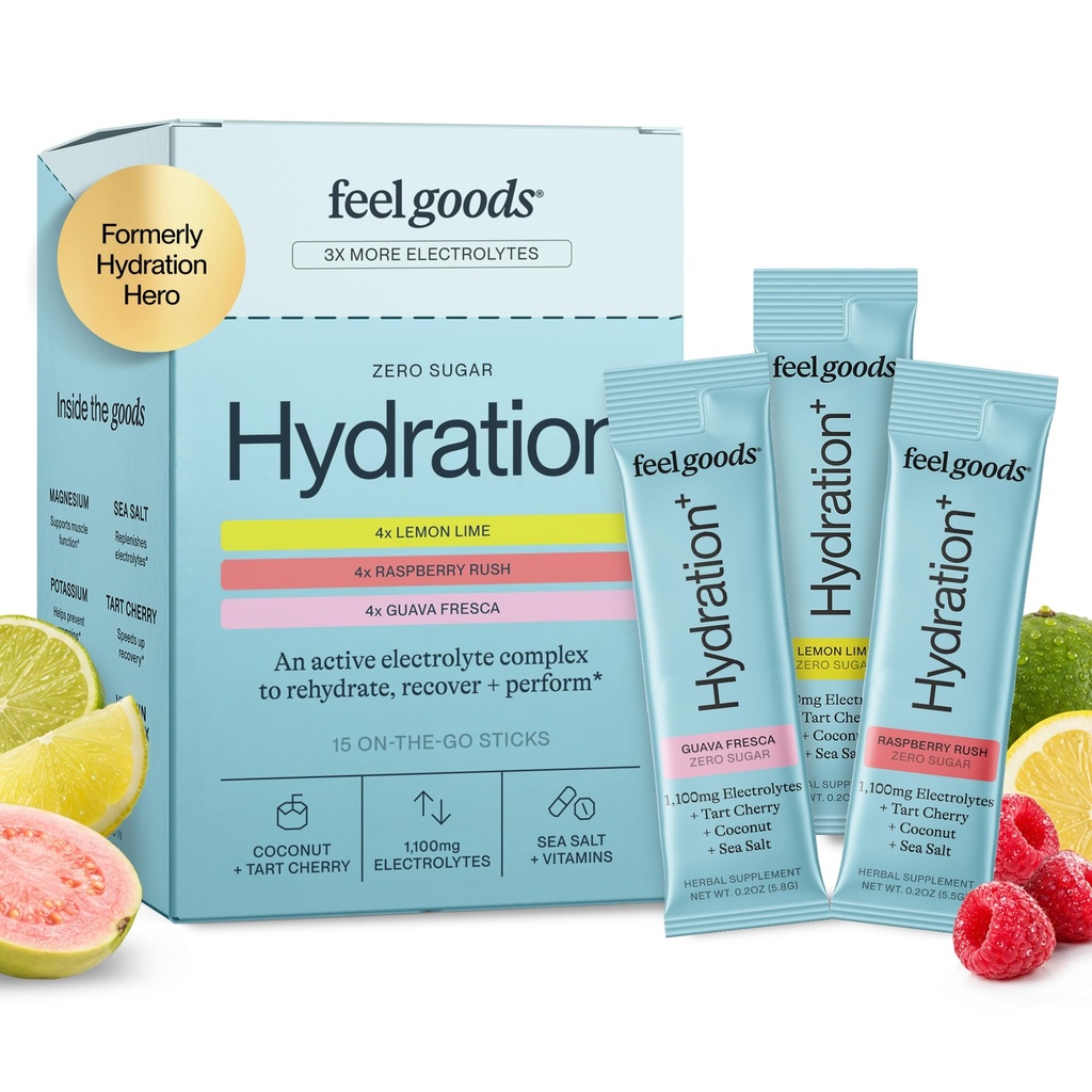 Pocit tovaru Hydratácia Hero, Variabilné balenie, 1000mg Electrolytes prášok, bez cukru, horčík, Organic Aloe Vera, L Theanine, Vitamín C, Vegan, Non GMO, Na Go Electrolyte pakety, 12 Počet