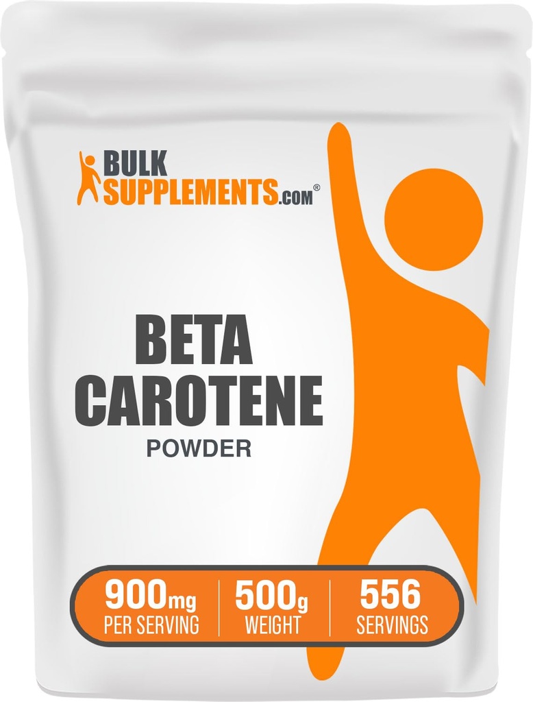 BulkSupplements.com Beta karotén prášok - Beta karotén doplnok, vitamín A doplnok pre imunitné a vision podpora - bez lepidla, 900 mg na obsluhu, 500g (1,1 lbs) (Pack of 1)
