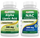 Najlepšie prírodné Alpha Kyselina lipoová 300 mg & NAC 600 mg