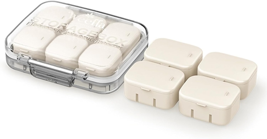 Ultra malé cestovné pilulky Organizátor pre Purse, 10 Tiny odnímateľné vnútorné boxy, vzduchotesné vitamínové puzdro držiak s farebnými lepidlami, Kompaktné a prenosné Cute Medicine kontajner pre doplnok (AP)