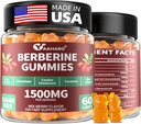 Berberine s ceylon škorica Gumies - 1500mg Berberine HCI Supplement with Chróm, Turku a mlieko bodka - Imunitná podpora - pre ženy a mužov - 60 bez cukru Gummies