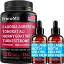 Liquid Collagen Biotin (2pk) a Fadogia Tongkat Ali (1pk) Supplement Bundle - Silné vitamíny pre vlasy, kožu, nechty, srdce, energia, & Testosterón podpora - non-GMO, Vegan