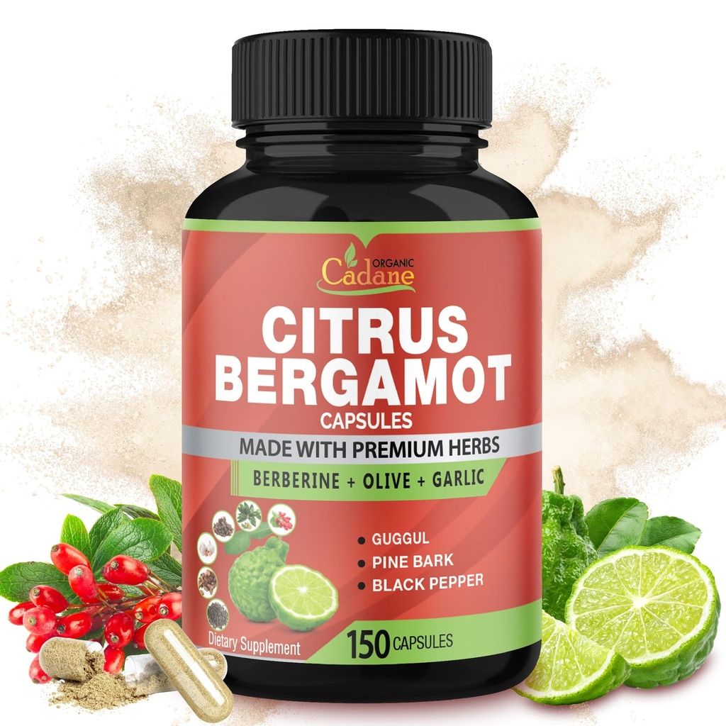 Catane Citrus Bergamot Supplement Kapsule s Berberine, Olive, Guggul, cesnak, Pine Bark, Black Pepper - 150 Caps for 5 Months Supply