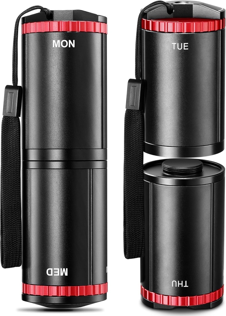 Zannaki Metal Travel pilulky Organizátor, Prenosná EDC Artritída priateľsky týždeň pilulky Box, Veľké pilulky Prípad Kontajner, BPA zadarmo 7 deň Daily Medicine Organizátor Holder pre vitamín, Rybí olej, doplnok