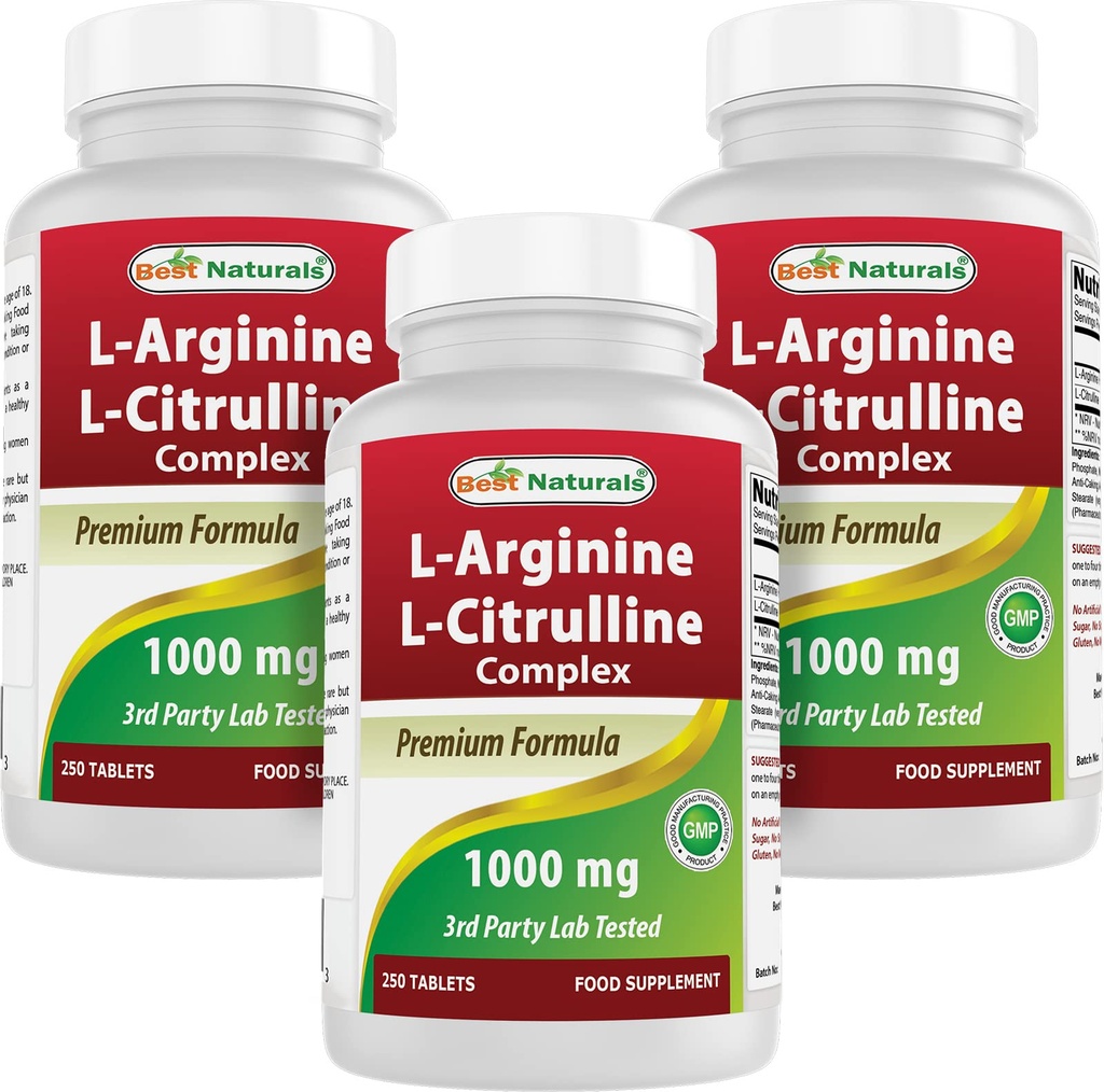 Najlepšie prírodné L- Arginín L- Citrulín komplex 1000 mg 250 tabliet (250 počet (Stoj po 3))