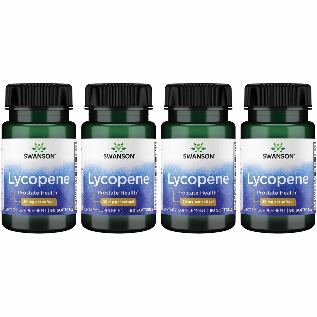 Swanson Lycopene - Natural Supplement Promote Health, Heart Health, & podporuje krvný tlak v rámci normálneho rozsahu - Pánske zdravotné doplnky - (60 Softgels) 4 balenie
