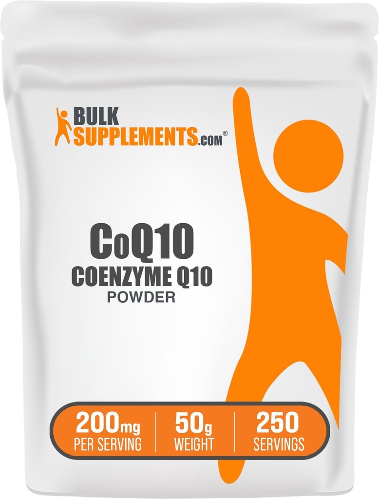 BulkSupplements.com Koenzým Q10 prášok - Koenzým Q10 200mg doplnok, Nutritional Supplement - Gluten Free, 200mg per Serving, 50g (1,8 oz) (Pack of 1)