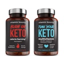 Vitamín Bounty Tune Keto a Burn na Keto Bundle - Keto Multivitamín, Kalórie pálenie pre ženy a mužov, Premium Malinová Ketones, Energetická podpora - Bundle 60 Kapsule Každá
