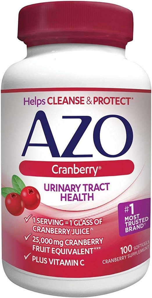 AZO Cranberry, maximálna sila, Softgels 100 ea (Pack of 4)
