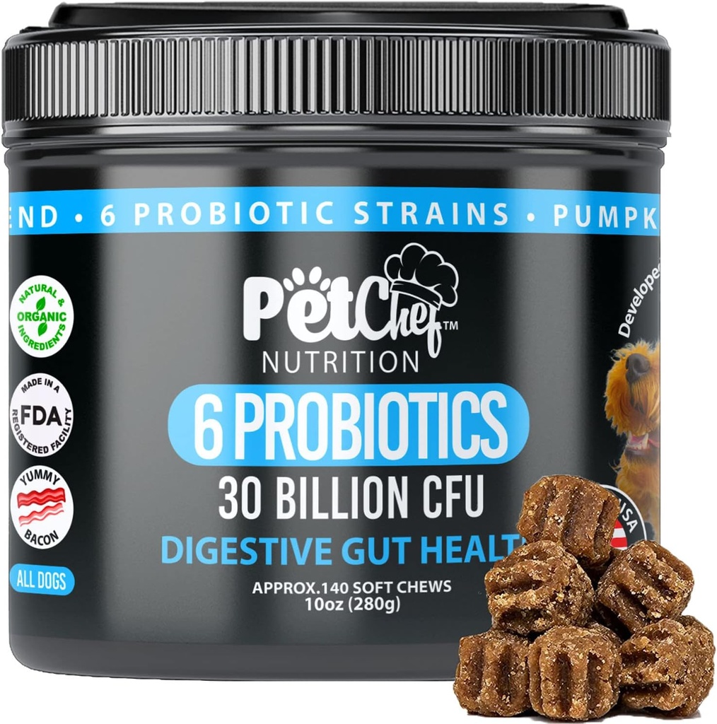 Probiotické žuvačky pre psy, všetky vekové kategórie a veľkosti, slanina, 140 Počet