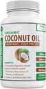 Organic Coconut Oil Capsules 2000mg - 100% Extra Virgin, Cold Pressed for Healthy Skin, Extra Hair Growth, Nail Care, Brain Booster - 120 Softgels - Unrefined Pure & Non GMO Pills - Rich in MCT