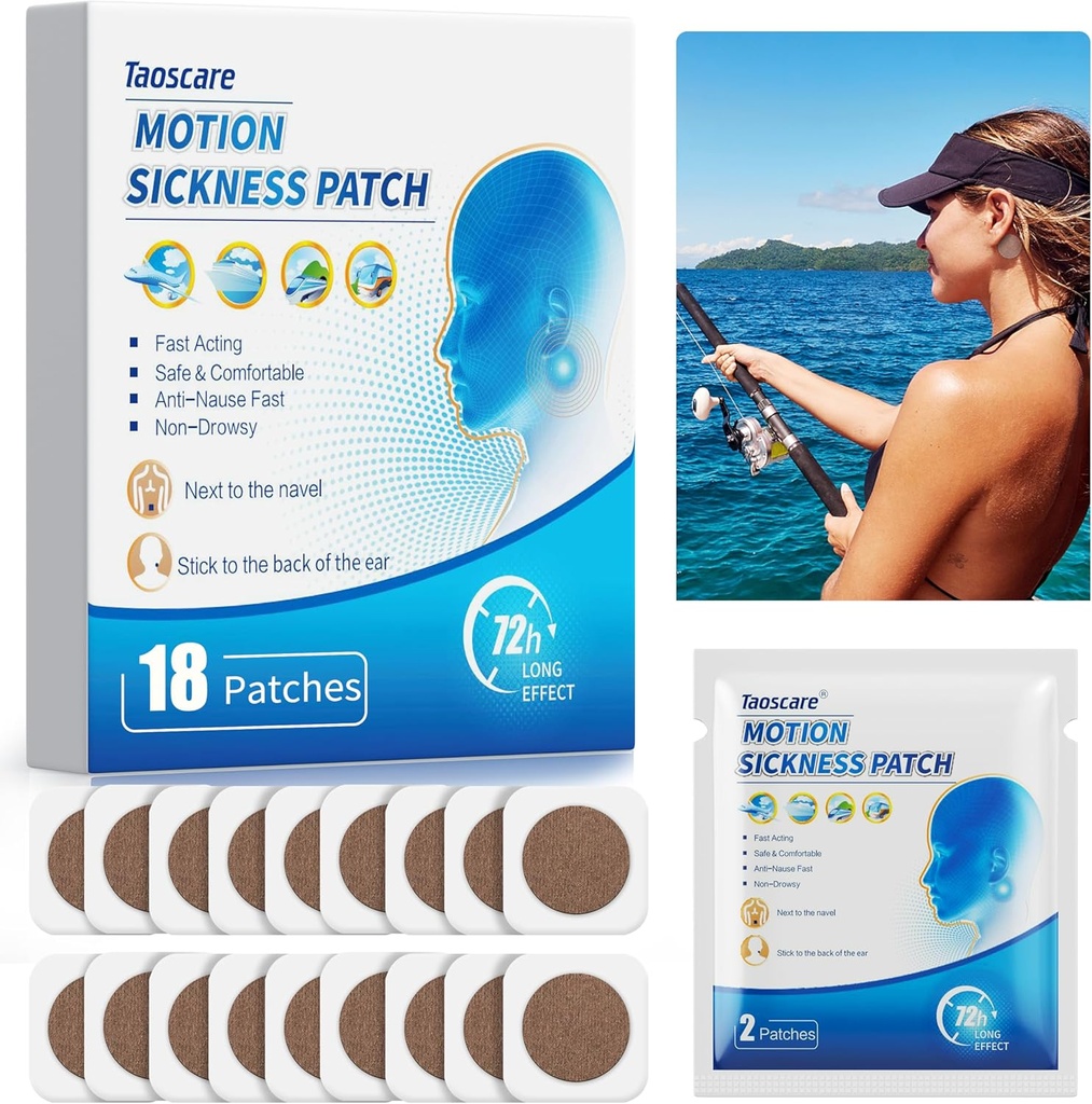 Pohybové choroby Patches for Cruise, Sea Choroba Záchvat pre závraty Vertigo & Nauzea Relief, Deti a dospelí Cestovanie Essentials for Cruise/car/Airplane/Amusement Park Trip (18 Počet)