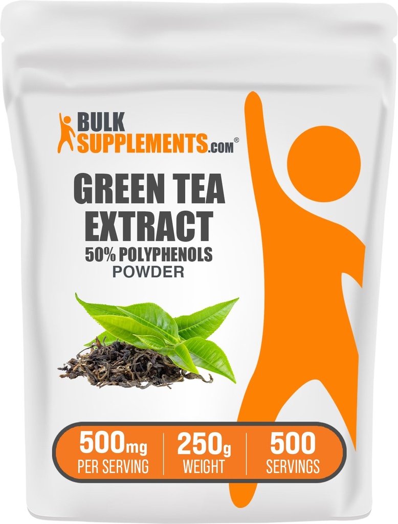 BulkSupplementments.comgreen čaj extrakt prášok - 50% polyfenoly doplnok, EGCG doplnky - bezlepok, 500mg na porciu, 250g (8.8 oz) (Pack of 1)